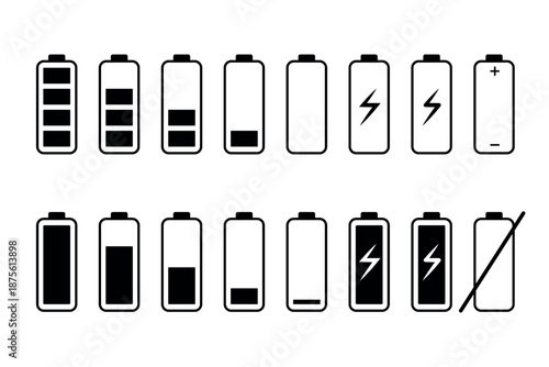 Battery Charge Level Icons and Symbols power energy