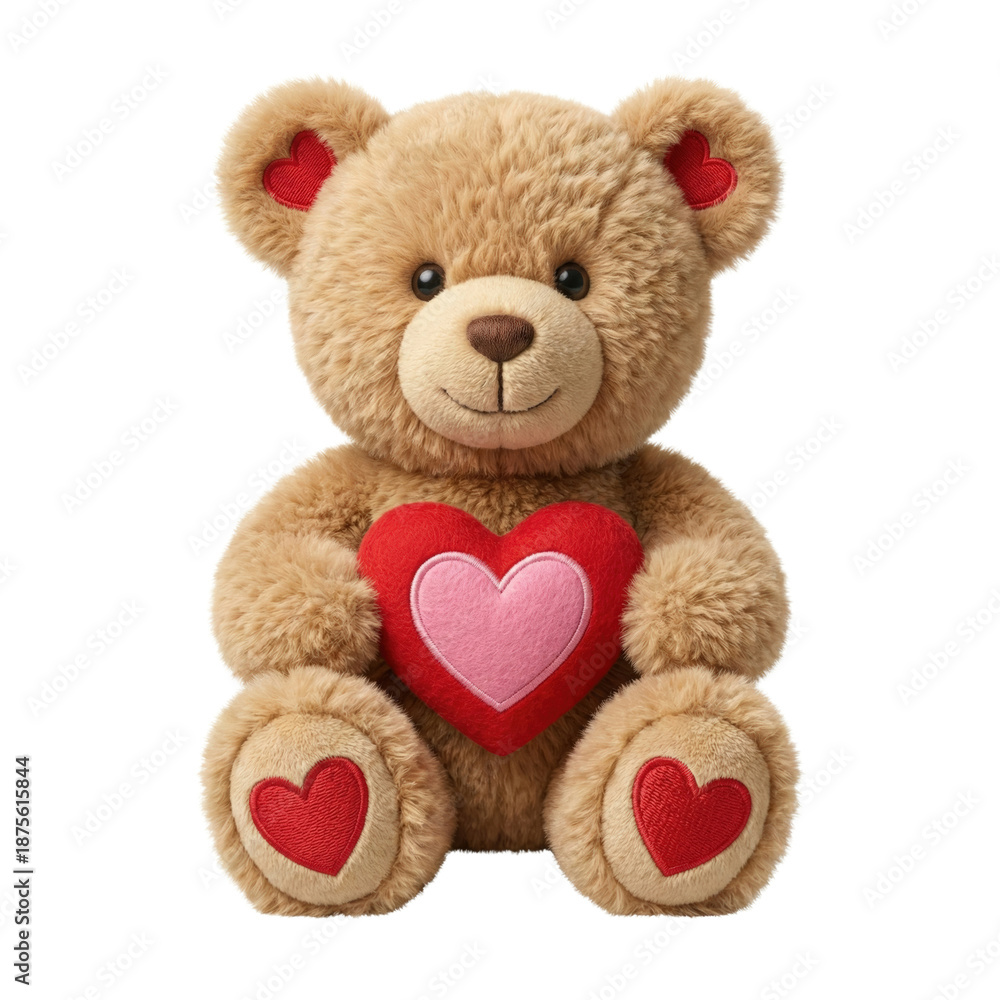 Fototapeta premium Cute teddy bear holding a red heart