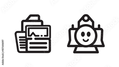 Office and Branding Icons for Document Management and Product Labeling Identification
