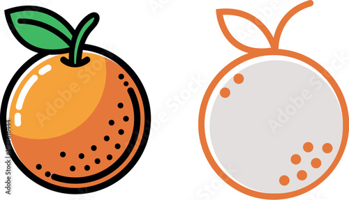 Vector illustration of a fresh orange fruit and Easter egg with leaf in a colorful natural design
