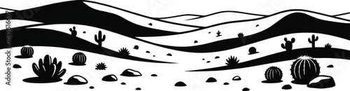 Desert Dunes Silhouette Vector – Minimal Sand Landscape Illustration