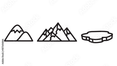 Arctic Landscape Icons with High Mountepsn Peaks and a Floating Iceberg for Nature and Environment Concepts