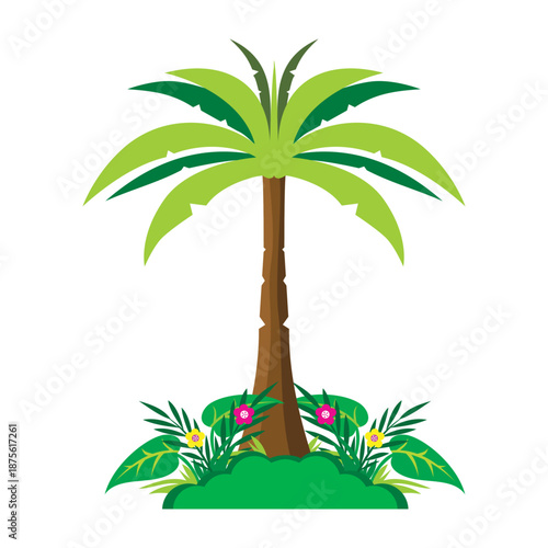 Tree Vector Illustration Collection Featuring Tropical and Orchard Trees with Mango, Apple, Banana, Orange, Coconut Palm and More Isolated on White Background