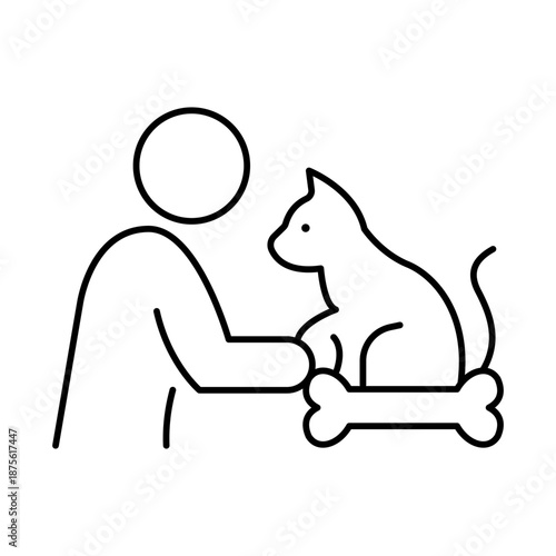 Pet owner bonding with dog during veterinary care icon with editable stroke.