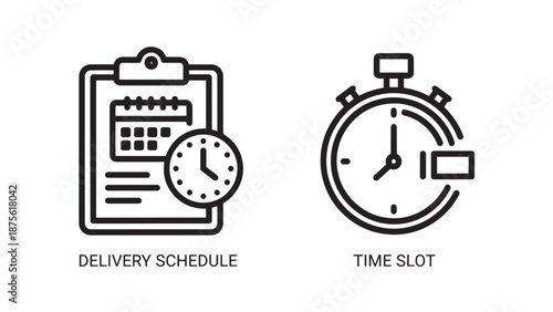 Logistics Icons for Delivery Schedule Planning and Precise Time Slot Management