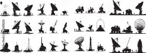 Satellite and Antenna Silhouettes  