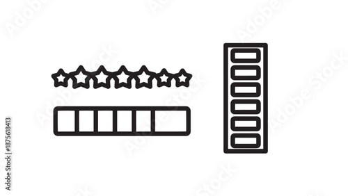 User interface elements including star ratings loading progress and battery status bars