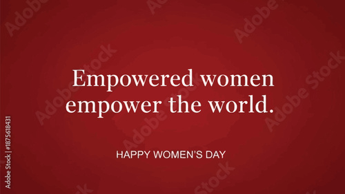 Empowered women empower world red background international women's day greeting card illustration
