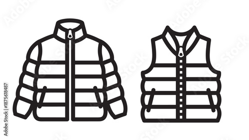 Winter Outerwear Fashion Icons including Puffer Jacket and Insulated Vest for Cold Weather Style