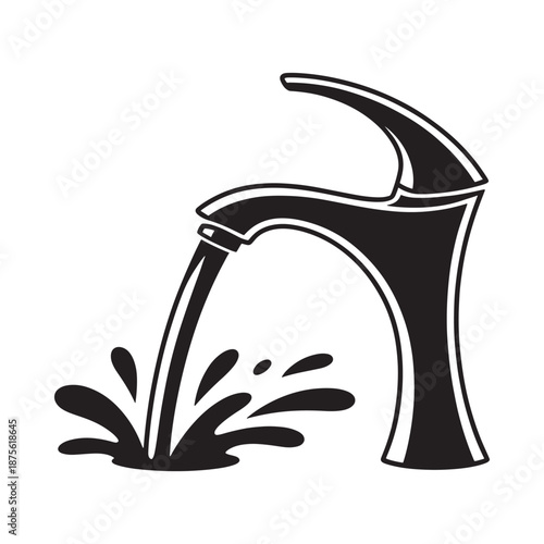 leaking faucet with water splashing on the floor