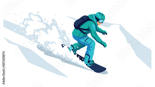 Snowboarder in motion: dynamic winter adventure on pristine slopes