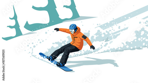 Snowboarding adventure in winter wonderland with dynamic motion and style