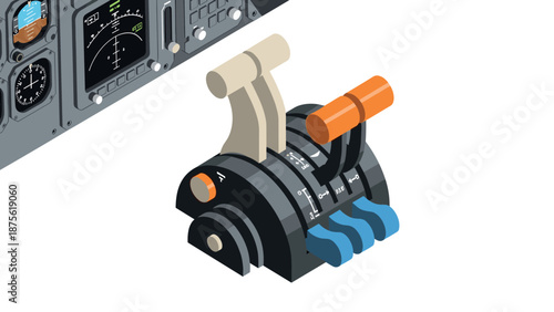 Isometric airplane cockpit throttle controls for aviation design