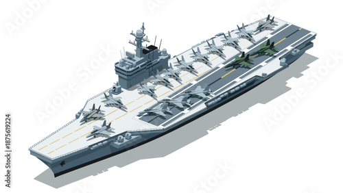 Isometric aircraft carrier with jets on deck
