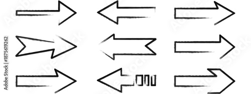 Arrow icon set. Arrow. Cursor. Black vector arrows icons. Collection different arrows sign. Modern simple arrows. Black arrow pointing to the right. Black direction pointer. Vector illustration. 