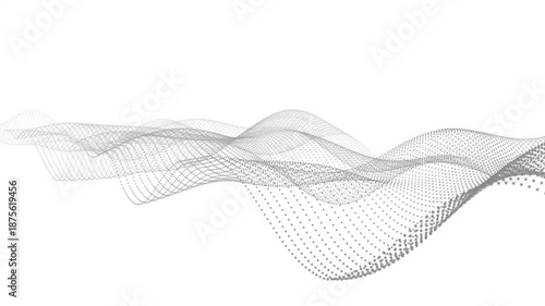 Technological background. Wave drawing of lines. Abstract wave on white background. Gradient from dots .