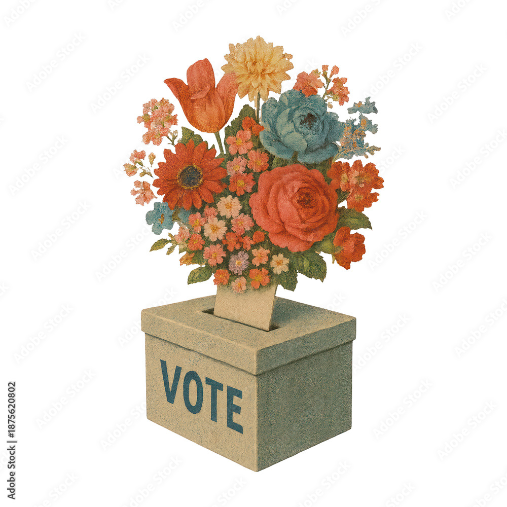 Naklejka premium PNG Floral-themed voting illustration