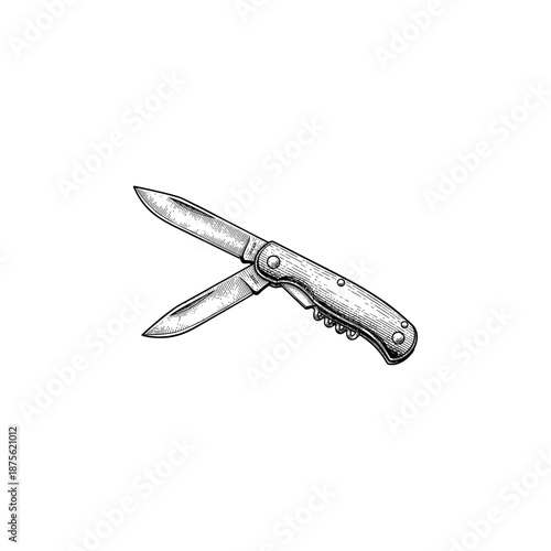 Vintage pocket knife engraving.