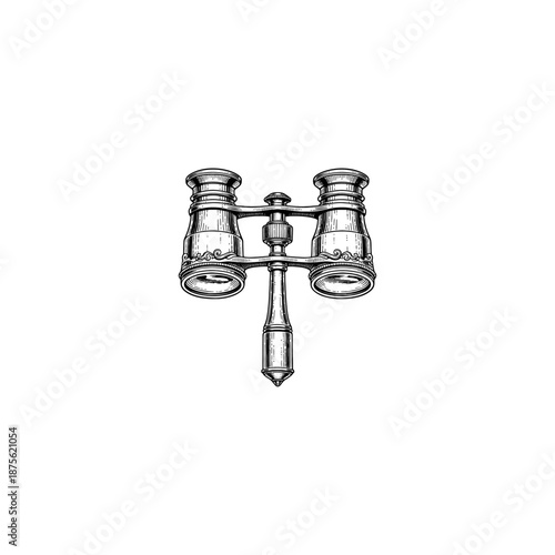 Vintage opera glasses engraving.
