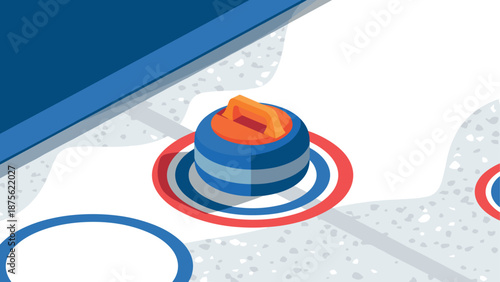 Isometric air hockey puck on table surface: realistic game element design