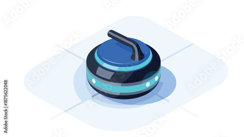 Futuristic blue robot vacuum cleaner on white background