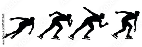 Speed Skating Silhouette vector illustration of an athlete in motion for winter sports