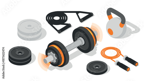 Isometric gym equipment with weights and kettlebell: home fitness essentials