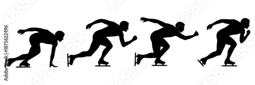 Speed skating silhouette vector illustration