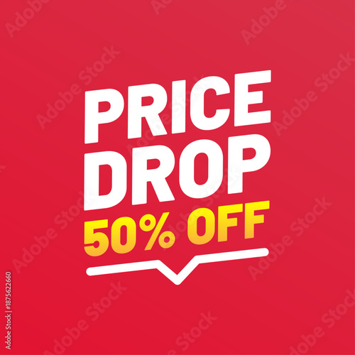 Price Drop 50 Percent Off Red Sale Design