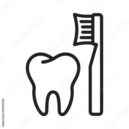 a tooth and a toothbrush side by side