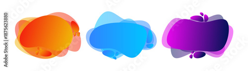 Organic liquid colorful abstract shapes set. Modern design isolated white background. Can use for background on website or mobile apps. Template ready for use in web or print design, card, template