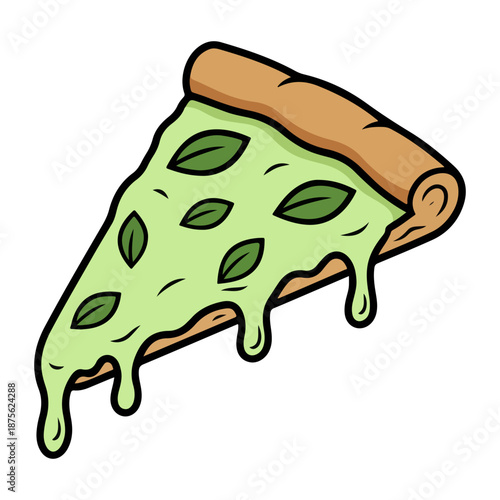 Pesto Pizza Slice Illustration