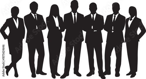 Business People Silhouettes Set Black Vector Illustration Corporate Office Team Poses