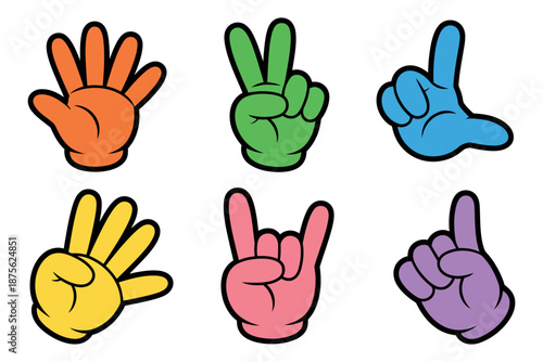 Hands icon cartoon peace thumbs rock pointing vector