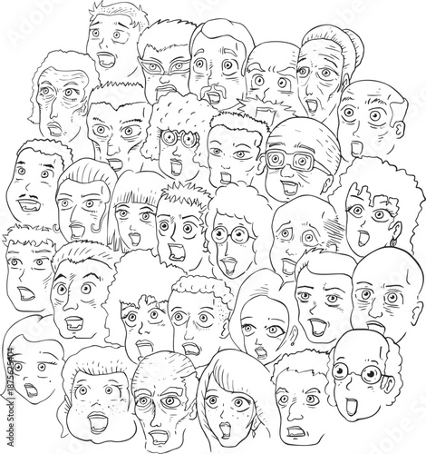 Many people background illustration art style design