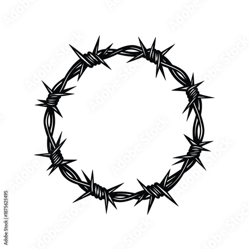 Barbed Wire Crown Illustration Isolated on White Symbolizing Restriction