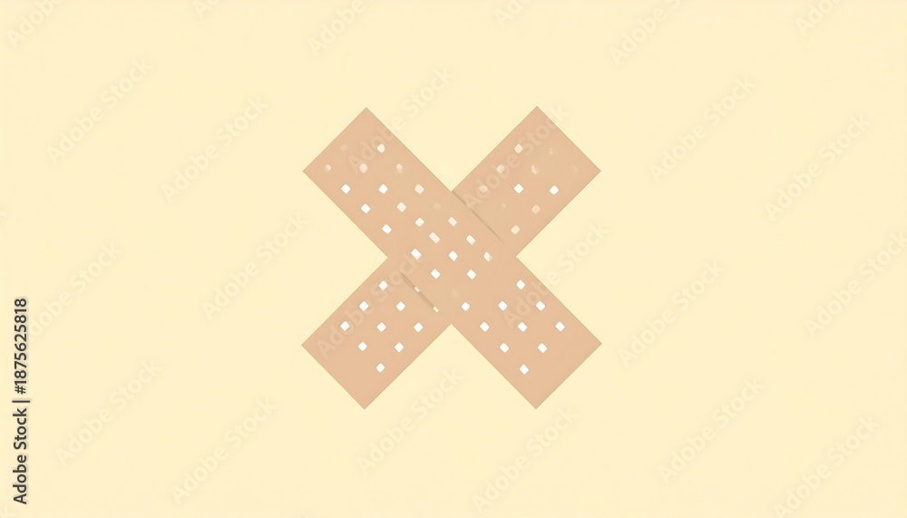 Obraz premium Two adhesive bandages crisscrossing each other, depicted on a cream-colored backdrop