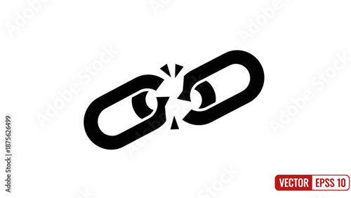 Broken Chain Link Vector Illustration.