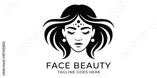 Elegant minimalist woman face logo for beauty, spa, and wellness branding