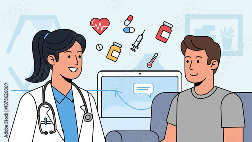 Female Doctor Consulting Male Patient.