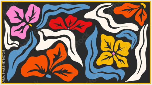 Obraz na plátně Ethno boho abstract background with flower pattern