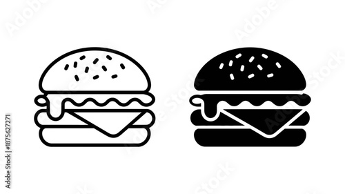 Simple hamburger icon set featuring both outline and solid black versions for digital design