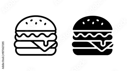 Minimalist hamburger icon duo illustrating both outline and solid fill styles
