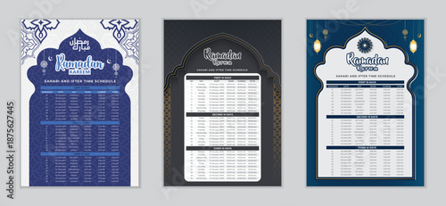 Ramadan Calendar, Ramadan schedule for Prayer times in Ramadan. Ramadan Kareem Timing Calendar, A3 Islamic 