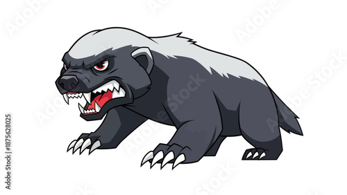 Angry Honey Badger Cartoon Illustration