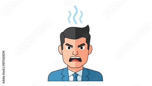 Angry Man with Steam Coming from Head