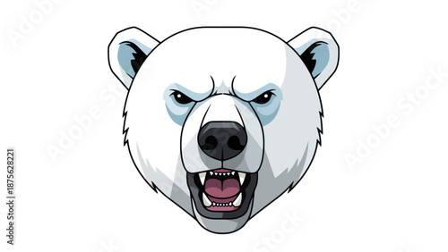 Angry Polar Bear Head Vector Illustration