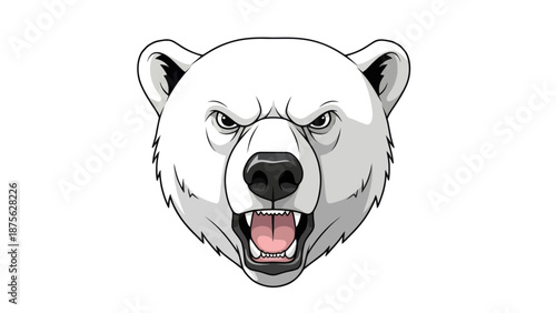 Angry Polar Bear Head Vector Illustration