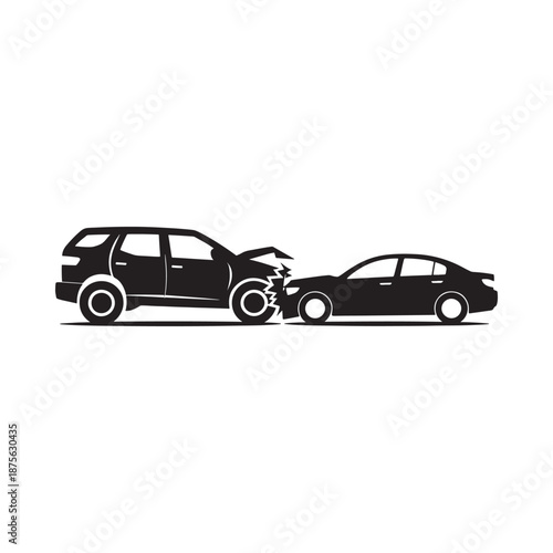 Two cars involved in a collision on the road