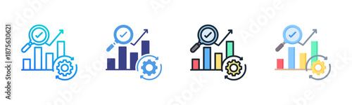 Analysis icon set multiple style collection
